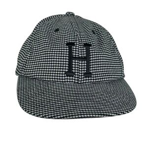 Huf Houndstooth 6 panel Black and White Strapback Hat Cap Adjustable